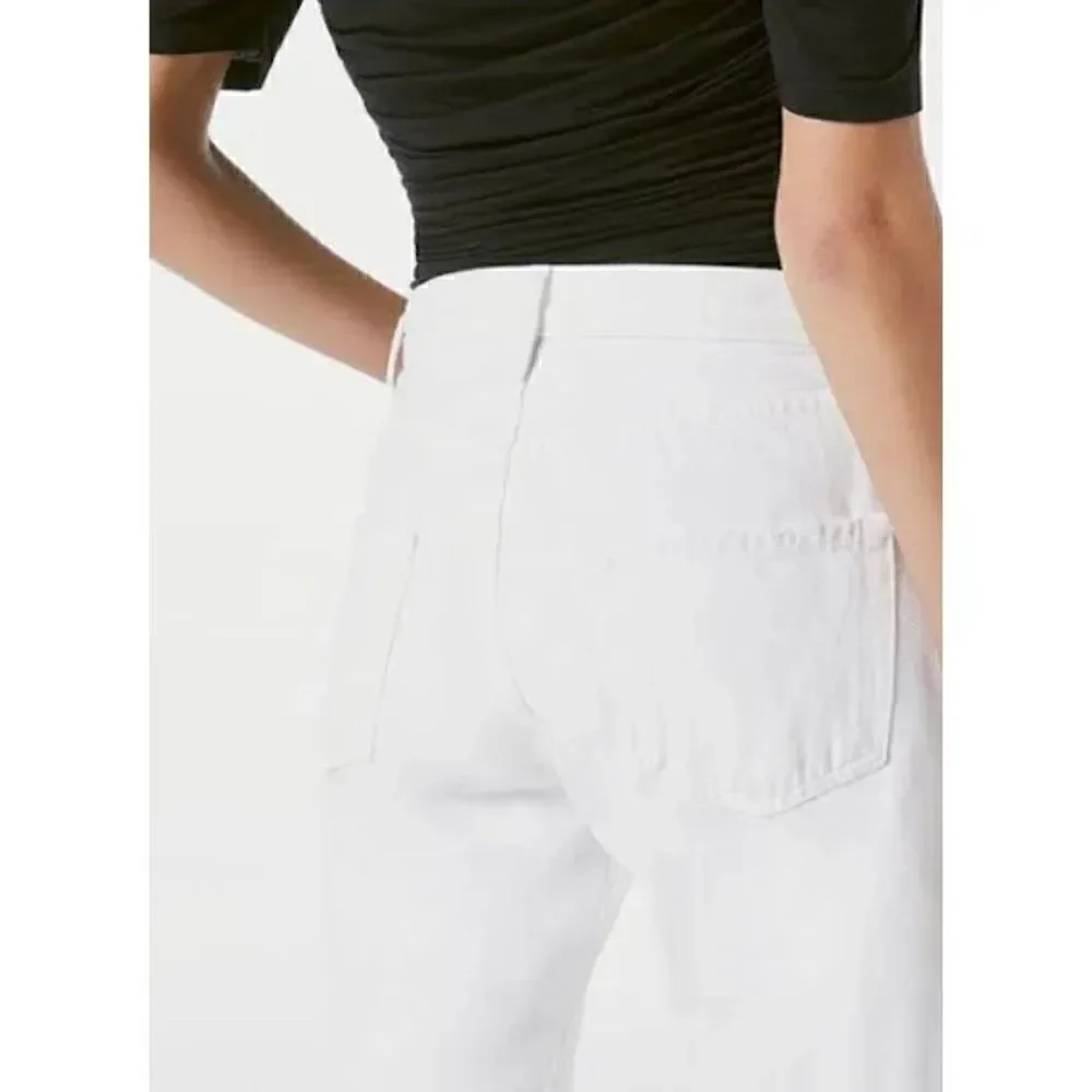 FRAME Le Slouch Bermuda White Raw Hem Denim Jean Shorts NWT sz 26
